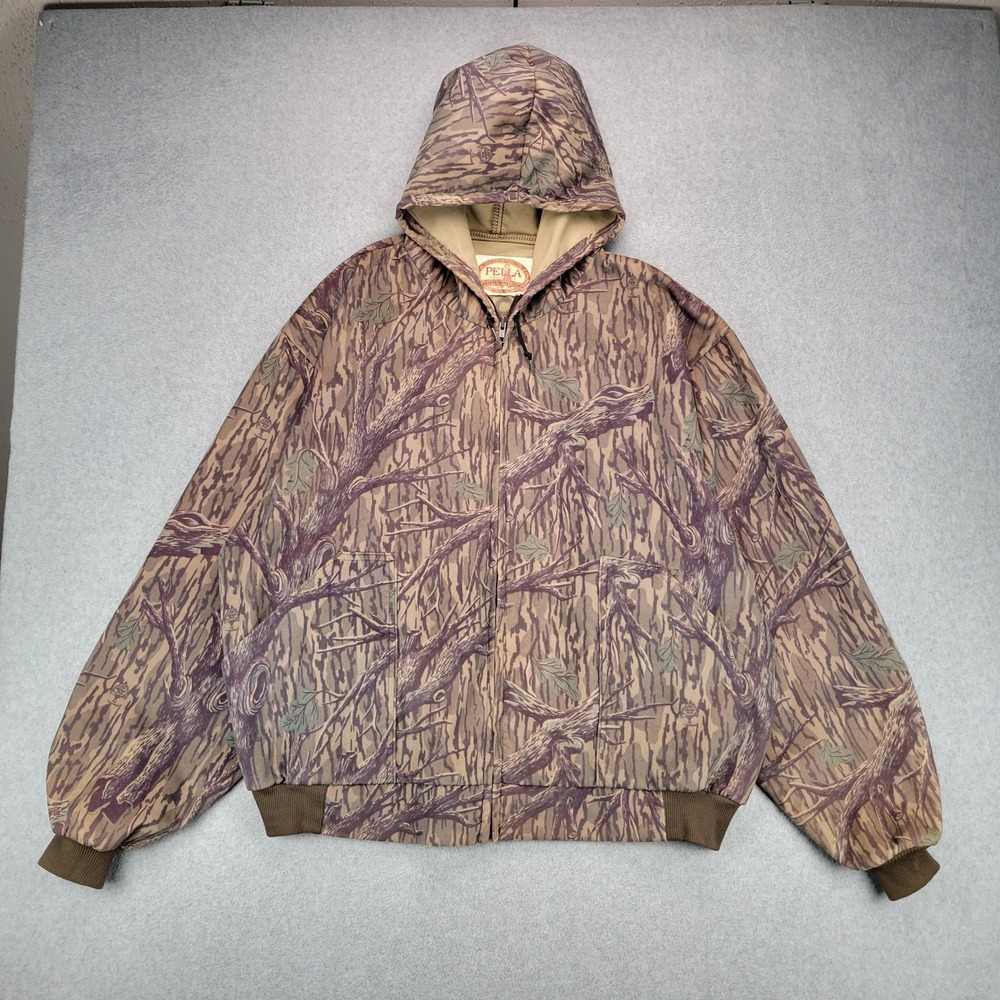 Pella Product Jacket Mens 2XL Brown Camo Hooded Full Zip Mossy Oak USA